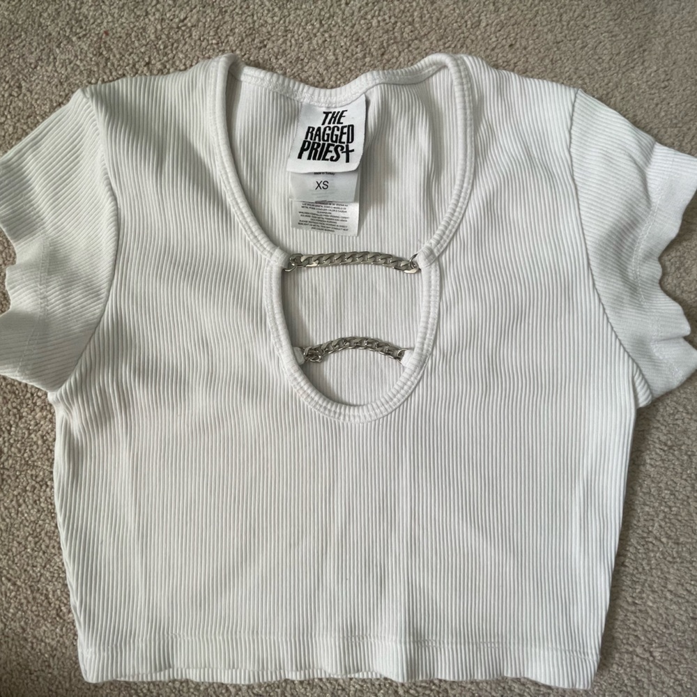 Princess Polly Ragged Priest White Top with Chains